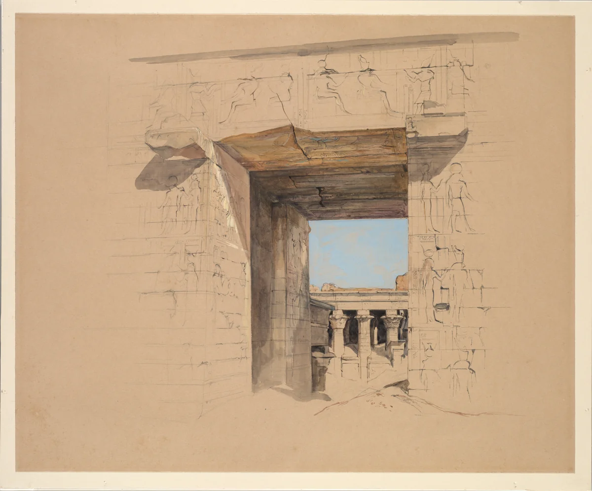 The Temple of Edfu: The Door of the Pylon by John Frederick Lewis, drawing, 1850