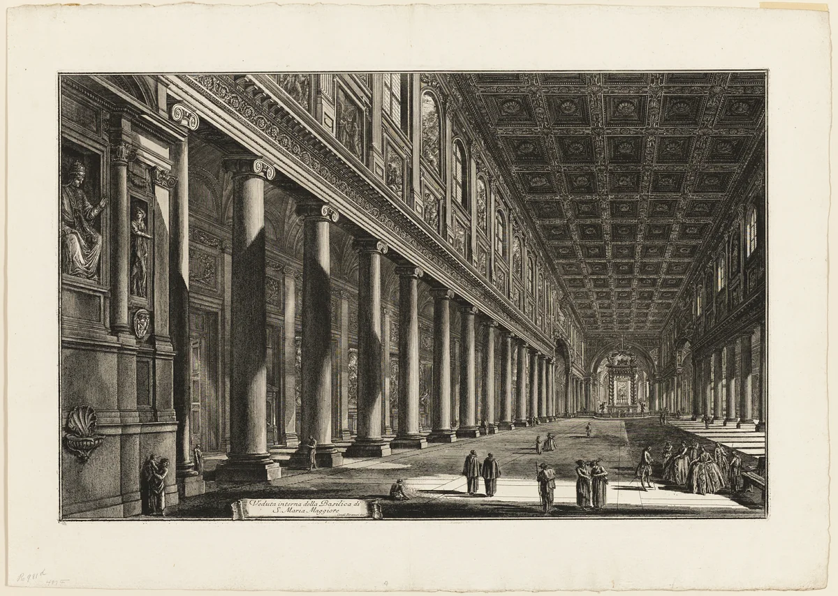 Interior view of the Basilica of S. Maria Maggiore, from Views of Rome by Giovanni Battista Piranesi, print, 1768