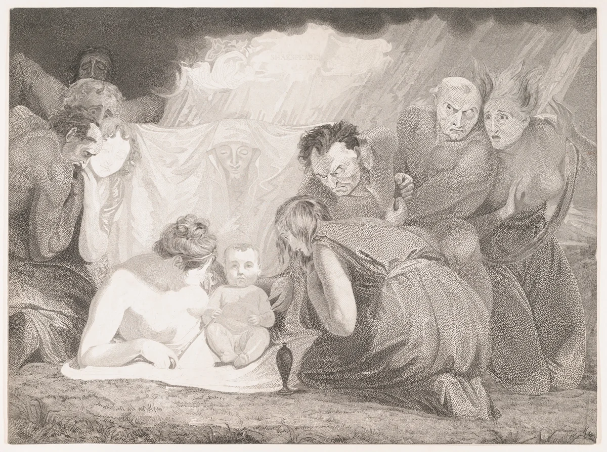Infant Shakespeare Attended by Nature and the Passions by Benjamin Smith, print, 1799