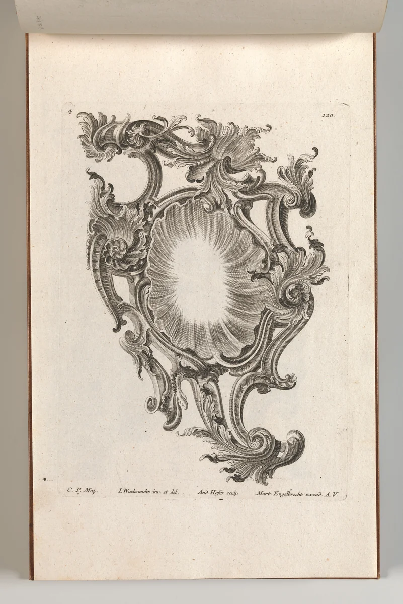 Design for a Cartouche, Plate 4 from 'Allerneueste Façon einiger Schild oder Cartouches' by Andreas Hofer, book, 1745-1755