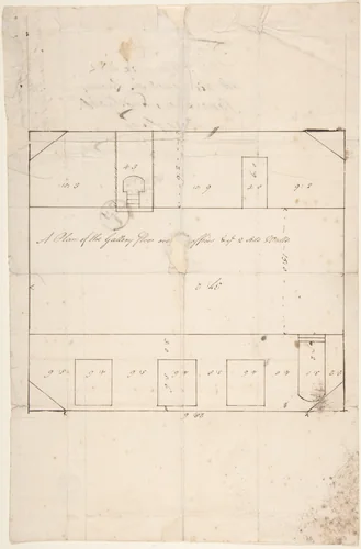 A Plan of the Gallery Floor over Offices, and Two Side Walls, Queens Square, Camden, London by anonymous, drawing, 1795-1805