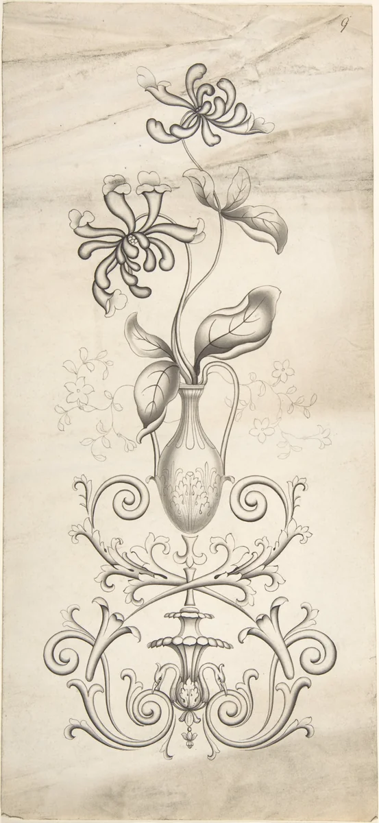 Design for Panel Decoration by J. Hulme, drawing, 1828-1840