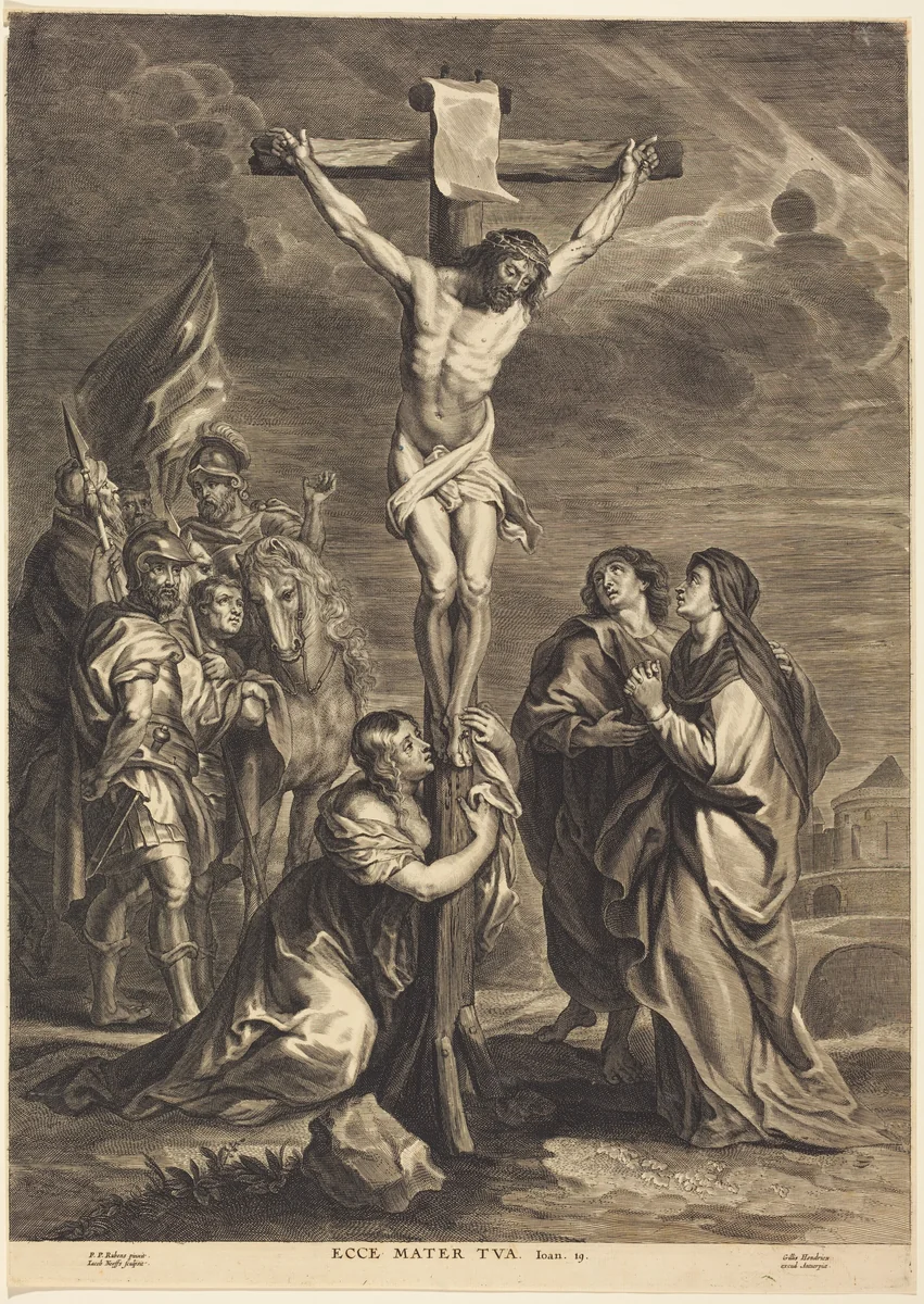 Christ on the Cross by Jacobus Neeffs, print, 1610-1660