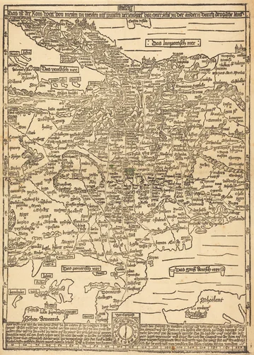 Road Map of Central Europe by Erhard Etzlaub
Georg Glockendon the Elder, print, 1495-1505