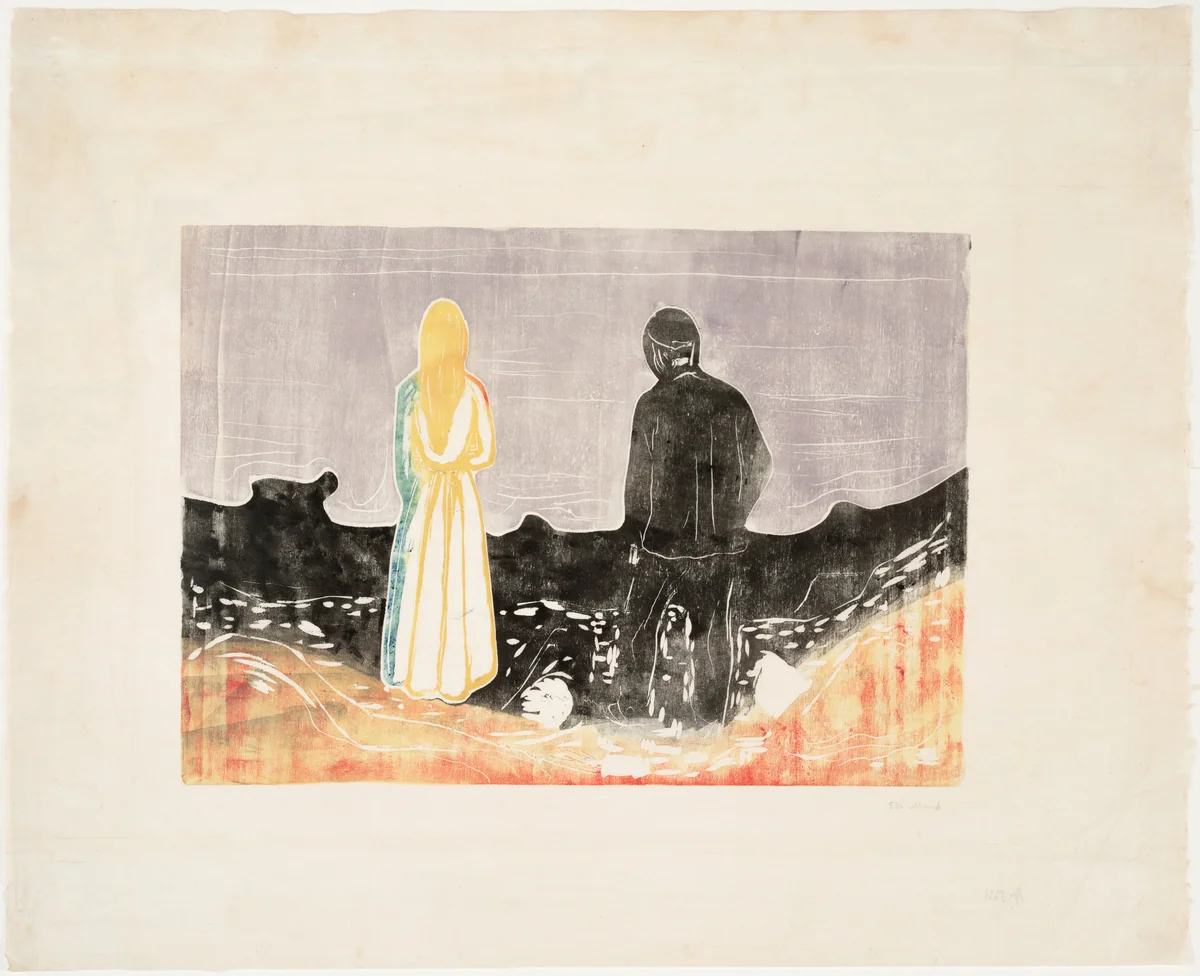 Two People. The Lonely Ones (To mennesker. De ensomme) by Edvard Munch, print, 1899