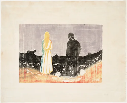 Two People. The Lonely Ones (To mennesker. De ensomme) by Edvard Munch, print, 1899