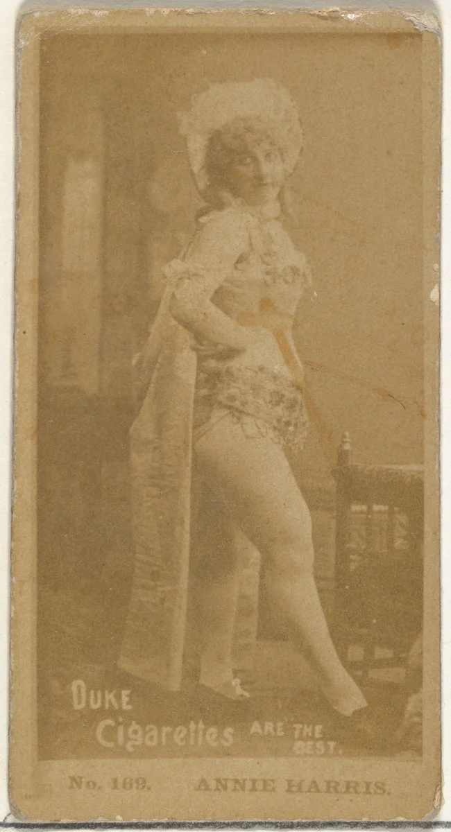 Card Number 169, Annie Harris, from the Actors and Actresses series (N145-6) issued by Duke Sons & Co. to promote Duke Cigarettes by W. Duke, Sons & Co., photograph, 1880-1889