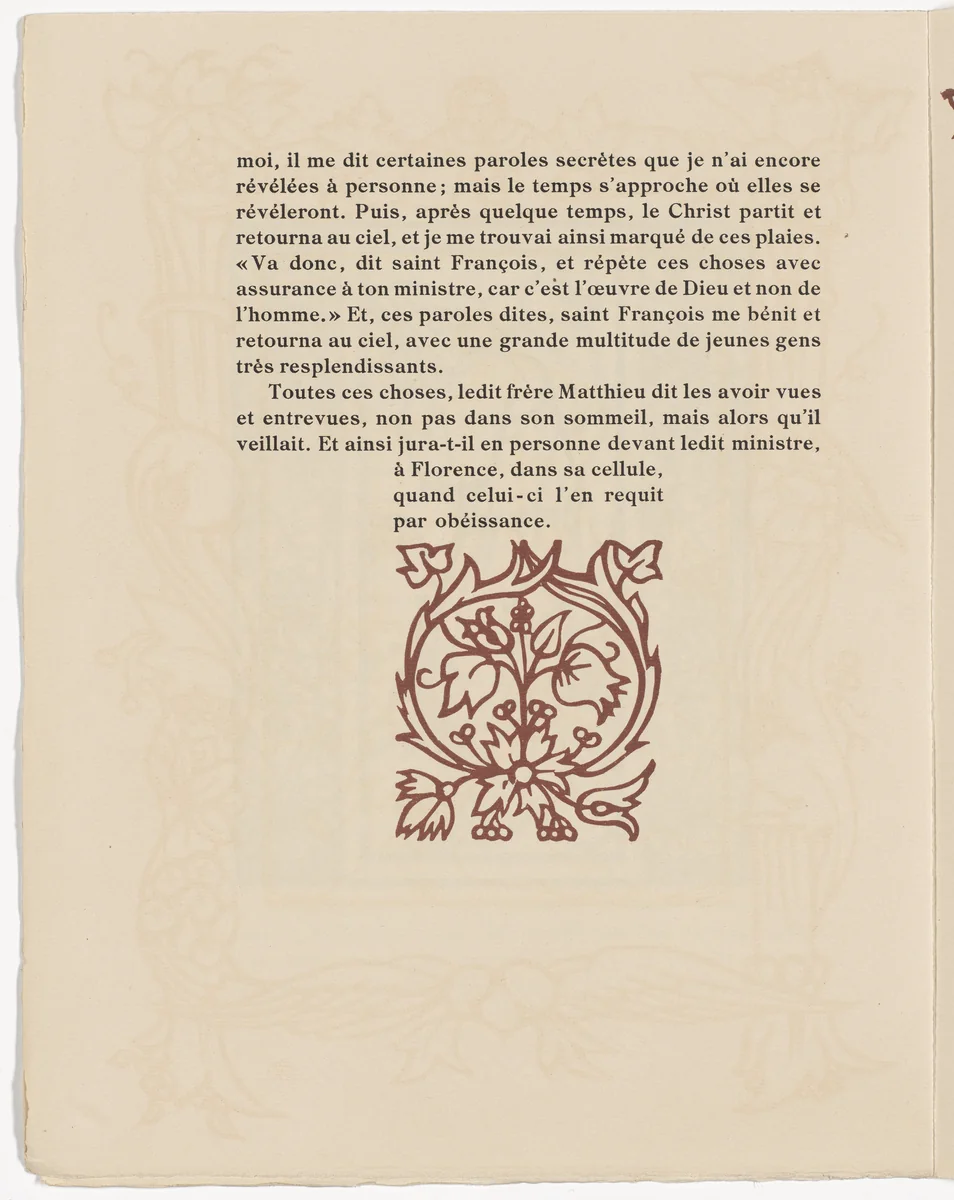 Tailpiece (page 390) from Les Petites Fleurs de St. François (The Little Flowers of St. Francis) by Émile Bernard, illustrated book, 1928