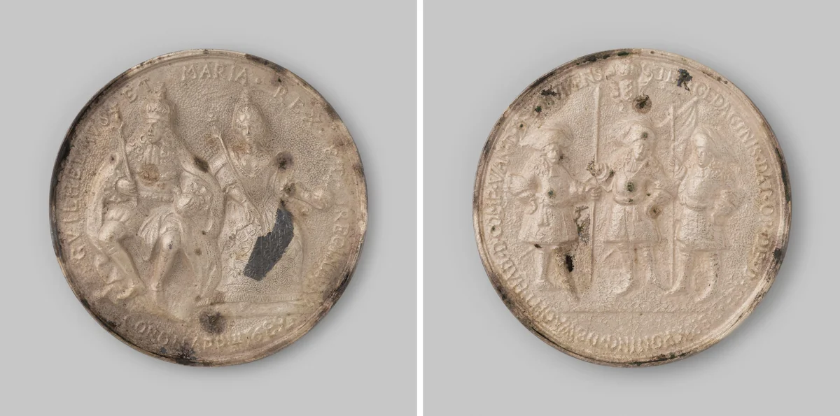 Gedenkpenning aan de wachthebbende gewapende burgerij te Amsterdam vereerd ter gelegenheid van het kroningsfeest van Willem III aldaar by anonymous, metalwork, 1689