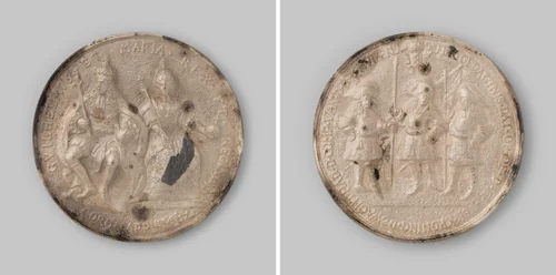 Gedenkpenning aan de wachthebbende gewapende burgerij te Amsterdam vereerd ter gelegenheid van het kroningsfeest van Willem III aldaar by anonymous, metalwork, 1689