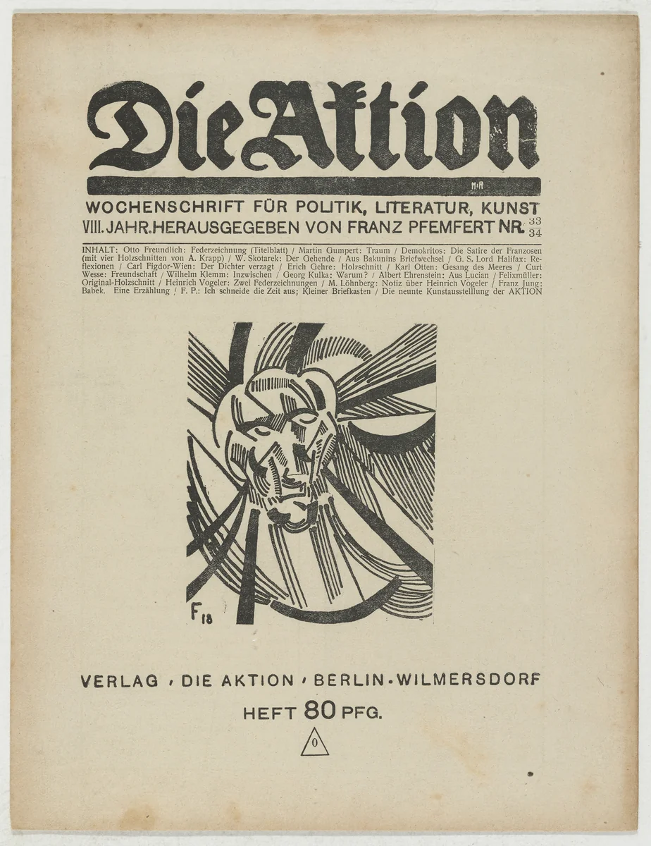 Die Aktion, vol. 8, no. 33/34 by A. Krapp
Wladislav Skotarek
Erich Gehre
Conrad Felixmüller
Jerzy von Hulewicz, periodical, 1918