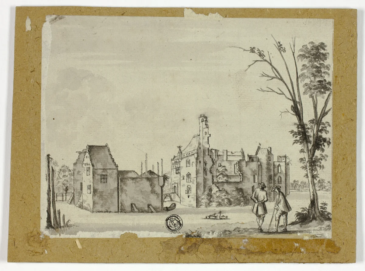 Castle on River by Unknown Artist, drawing, 1700-1799