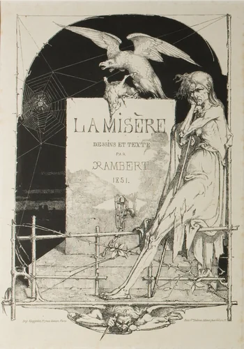 Title Page from Misery by Charles Rambert, print, 1851