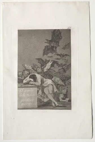 The Sleep of Reason Produces Monsters, Plate 43 by Francisco de Goya, print, 1799