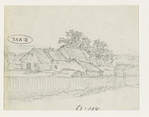 Boerderijen in een omheining by Georges Michel, drawing, 1773-1843