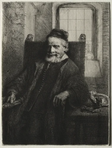 Jan Lutma, Goldsmith by Rembrandt van Rijn, print, 1656