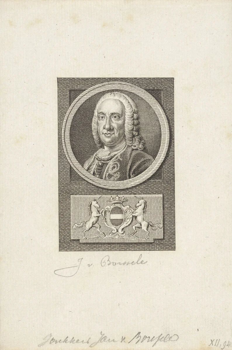 Portret van Jan van Borssele van der Hooge by Reinier Vinkeles, print, 1783-1795