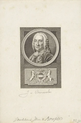 Portret van Jan van Borssele van der Hooge by Reinier Vinkeles, print, 1783-1795