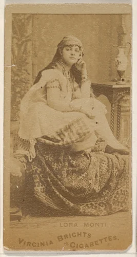 Lora Monti, from the Actors and Actresses series (N45, Type 1) for Virginia Brights Cigarettes by Allen & Ginter, photograph, 1885-1891