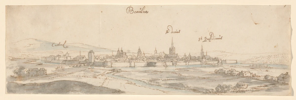 Beaulne (Beaune) by Jan Peeters, drawing, 1645-1655