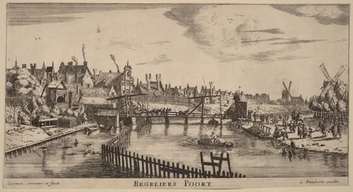 Reguliers Gate (Regeliers Poort) by Reinier Nooms, print, 1623-1667