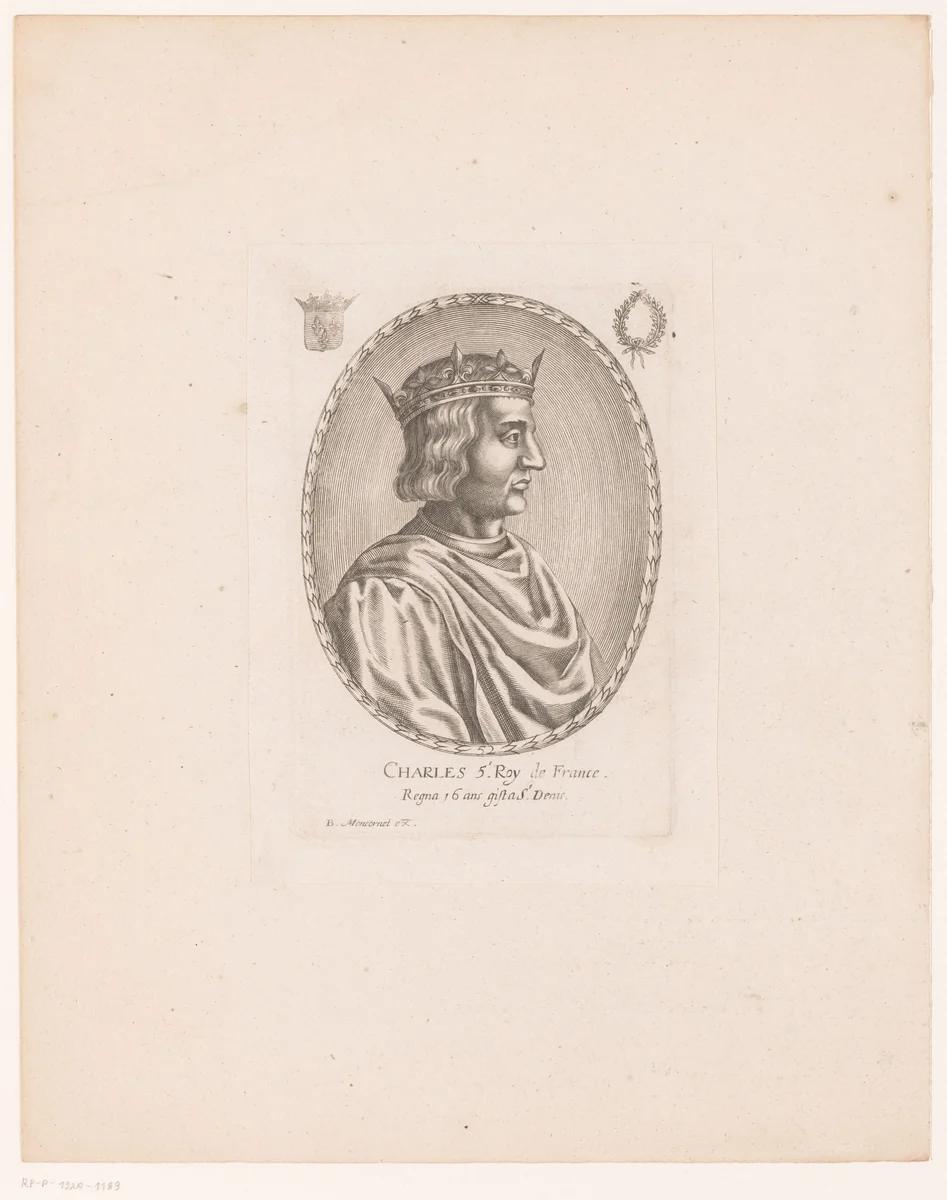 Portret van Karel V van Frankrijk by anonymous, print, 1610-1668