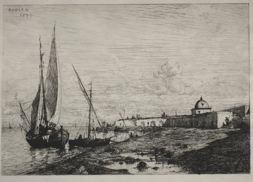 The Port at San Remo by Adolphe Appian, print, 1878