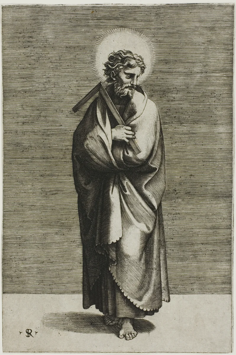 Saint Thomas by Marco Dente Raffaello Sanzio, print, 1515-1527