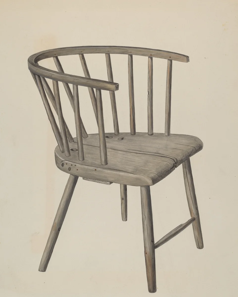 Handmade Arm Chair by Wilbur M Rice, index of american design, 1937