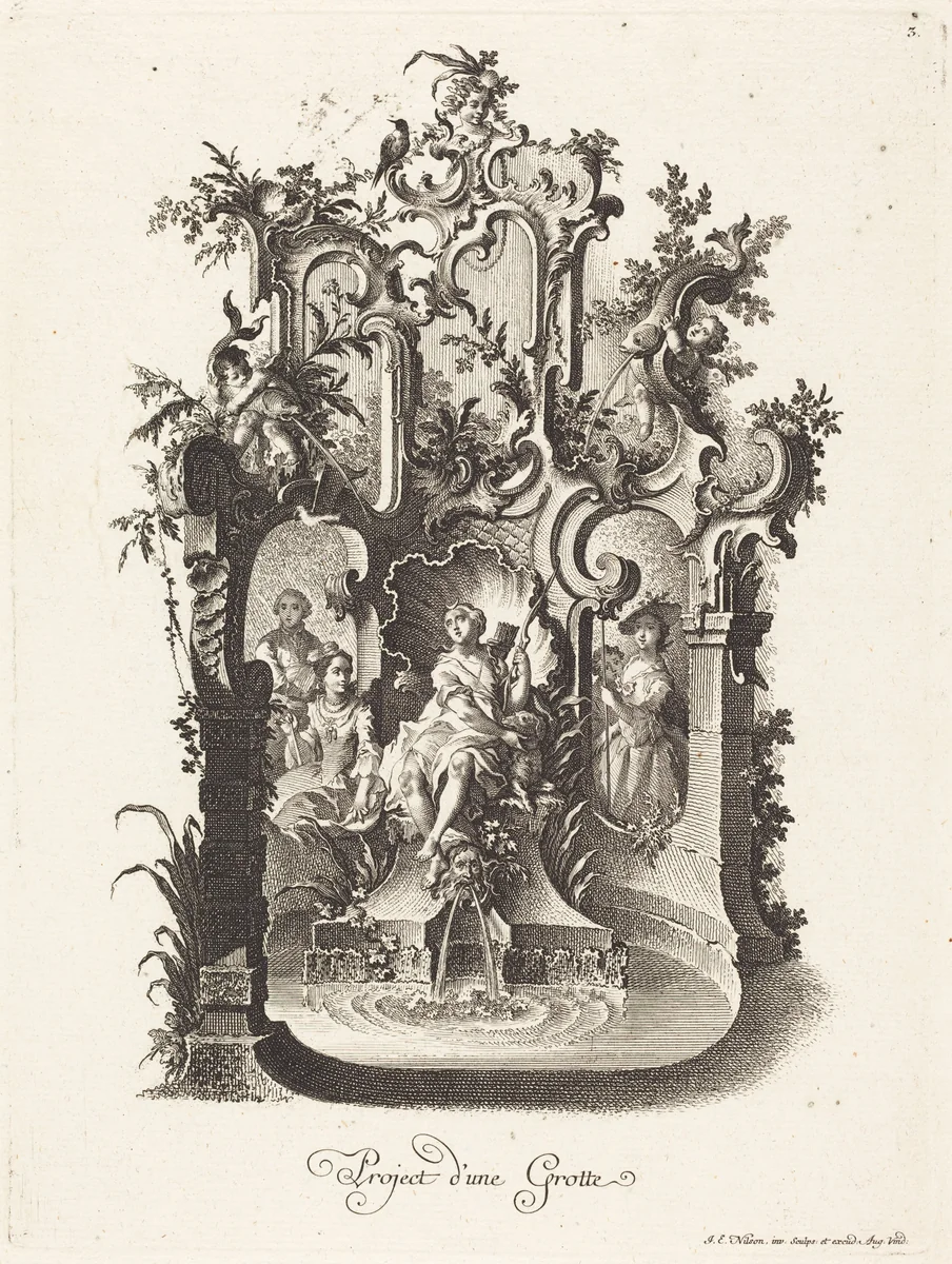 Project d'une Grotte (Plan for a Grotto) by Johann Esaias Nilson, print, 1755-1760