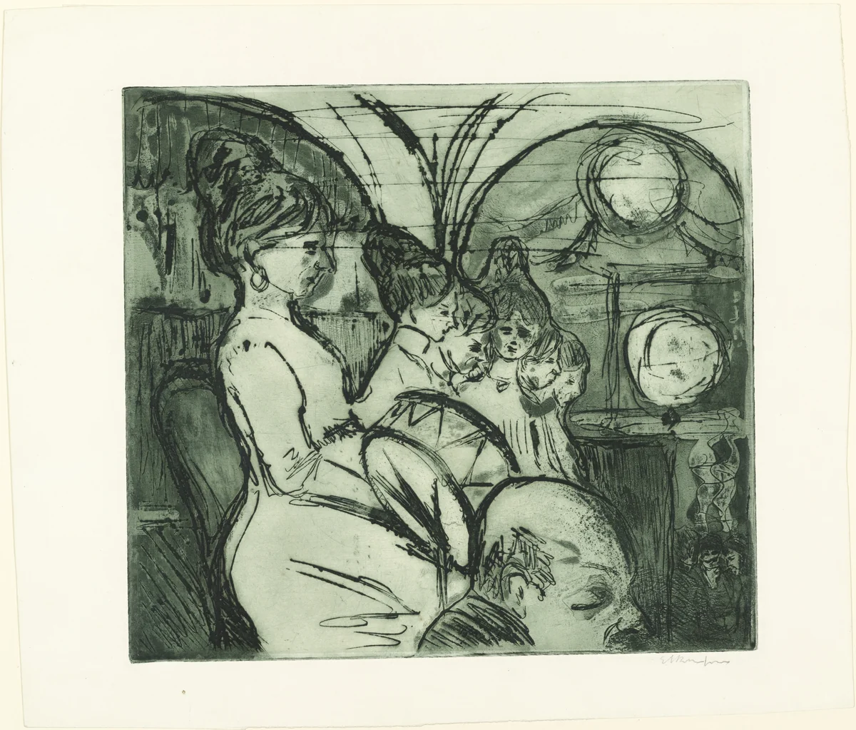 Women's Band (Damenkapelle) by Ernst Ludwig Kirchner, print, 1908