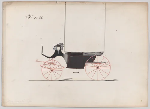 Design for Landaulet, no. 3086 by Brewster & Co., drawing, 1875