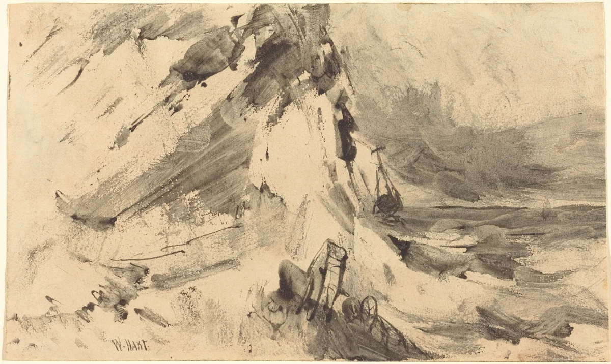 Shipwreck in Storm by William Hart, drawing, 1823-1894