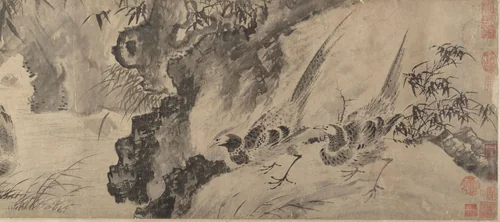 Marsh Scene with Birds by Shen Zhou (沈周), painting, 1427-1509