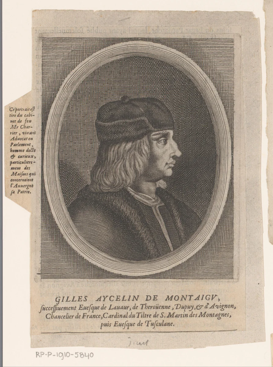 Portret van Gilles Aycelin de Montaigu by Etienne Picart, print, 1660