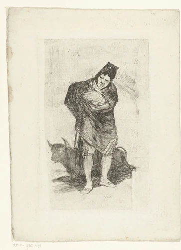 Oude stierenvechter by Francisco de Goya, print, 1824-1828