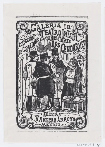 An old female vendor talking to a group of gentlemen, illustration for 'Los Cendarmes,' edited by Antonio Vanegas Arroyo by José Guadalupe Posada, print, 1875-1885