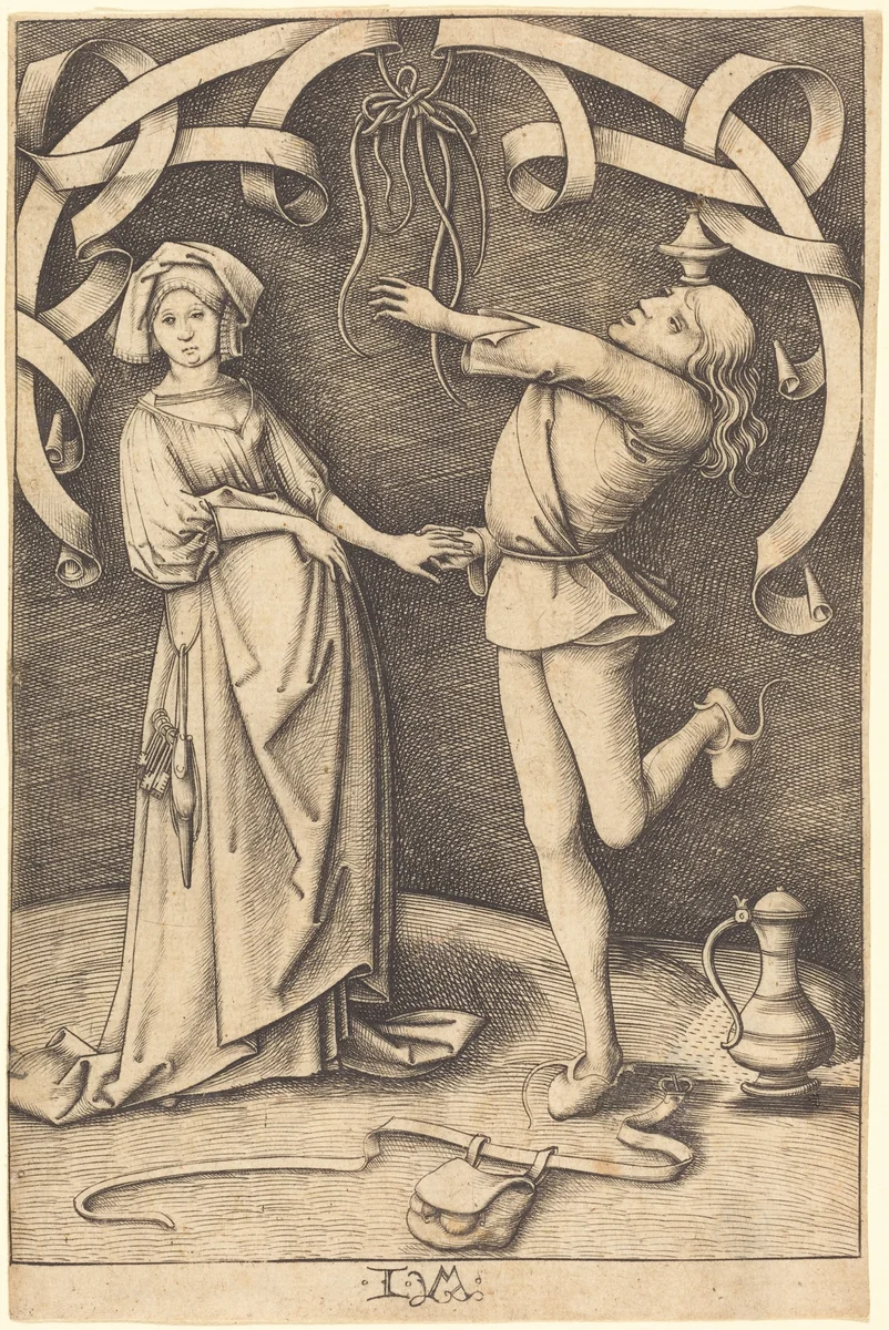 The Juggler and the Woman by Israhel van Meckenem, print, 1495-1503