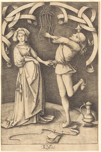 The Juggler and the Woman by Israhel van Meckenem, print, 1495-1503
