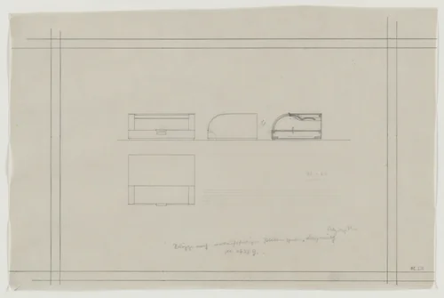 Design for Telefunken Record Player, Elevations, section, and plan by Lilly Reich, mies van der rohe archive, 1938