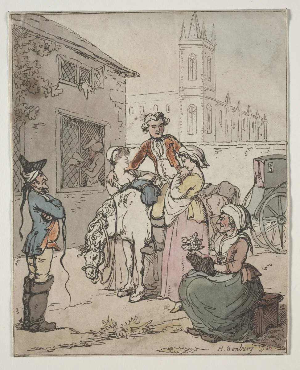 Scene Outside an Inn by Henry William Bunbury, print