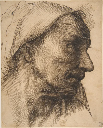 Head of an Old Woman by Sebastiano del Piombo, drawing, 1485-1547