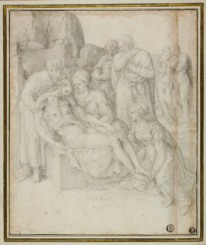 Lamentation by Giulio Clovio, drawing, 1540-1568
