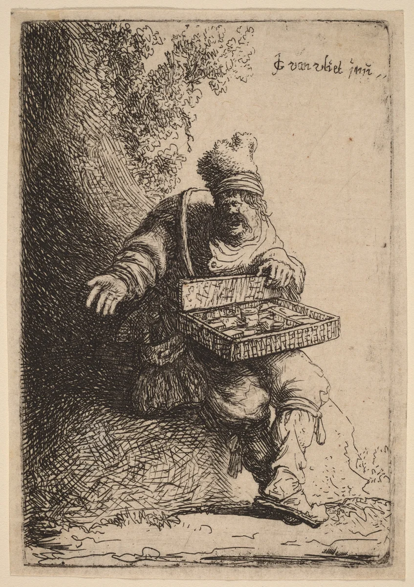The Peddler by Johannes van Vliet, print, 1632
