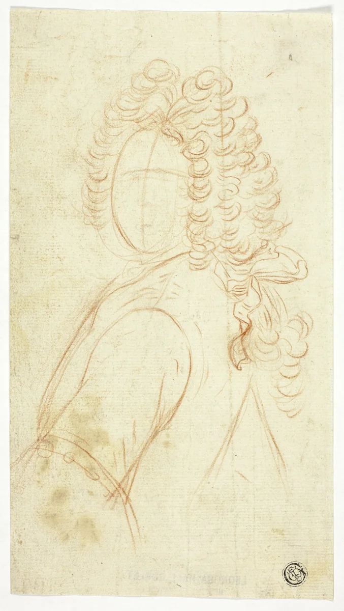 Half-Length Sketch of Gentleman Wearing Wig by Unknown Artist, drawing, 1700-1799