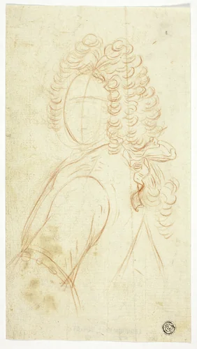 Half-Length Sketch of Gentleman Wearing Wig by Unknown Artist, drawing, 1700-1799