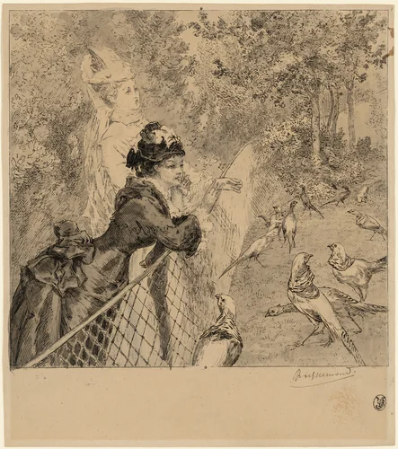 Au Jardin d'Acclimatation (In the Zoological Garden) by Félix Bracquemond, print, 1870-1879