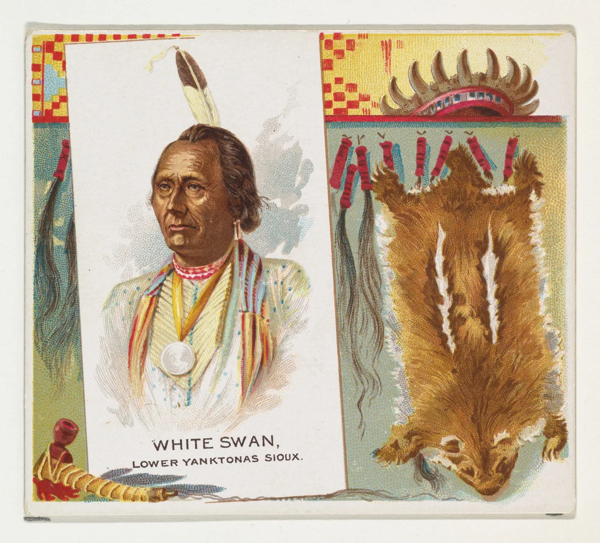 White Swan, Lower Yanktonas Sioux, from the American Indian Chiefs series (N36) for Allen & Ginter Cigarettes by Allen & Ginter, print, 1888