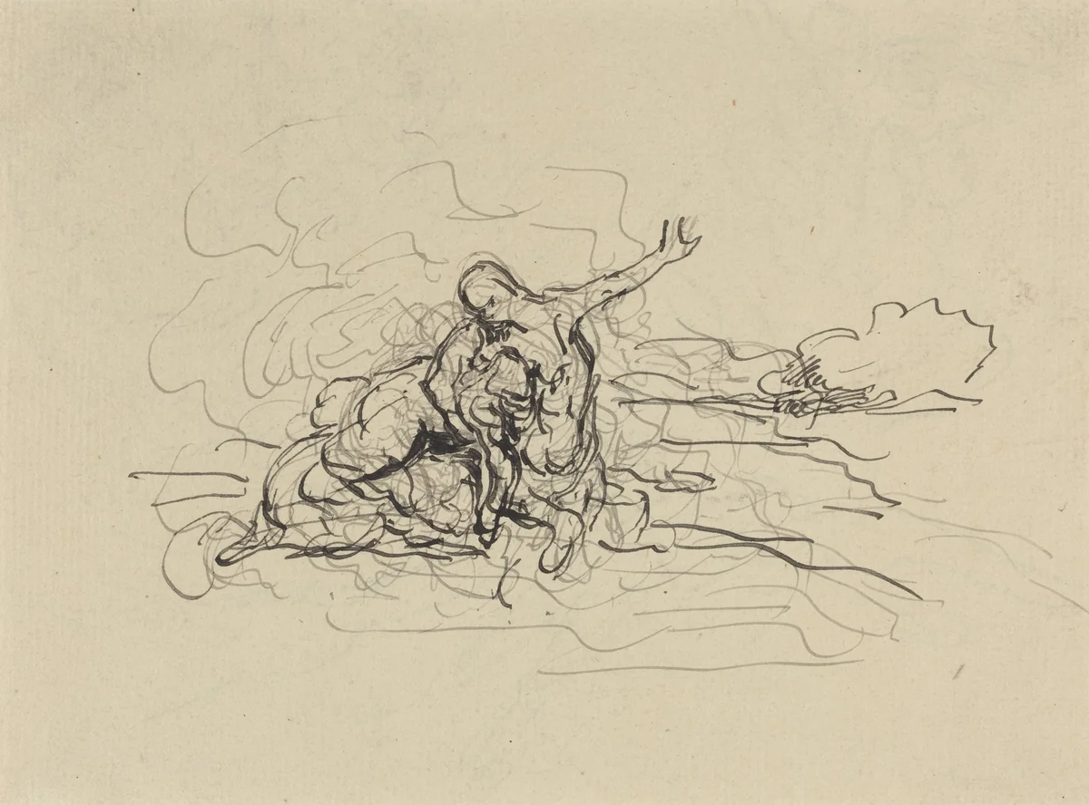 Centaur Carrying Off a Woman by Honoré Daumier, drawing, 1808-1879
