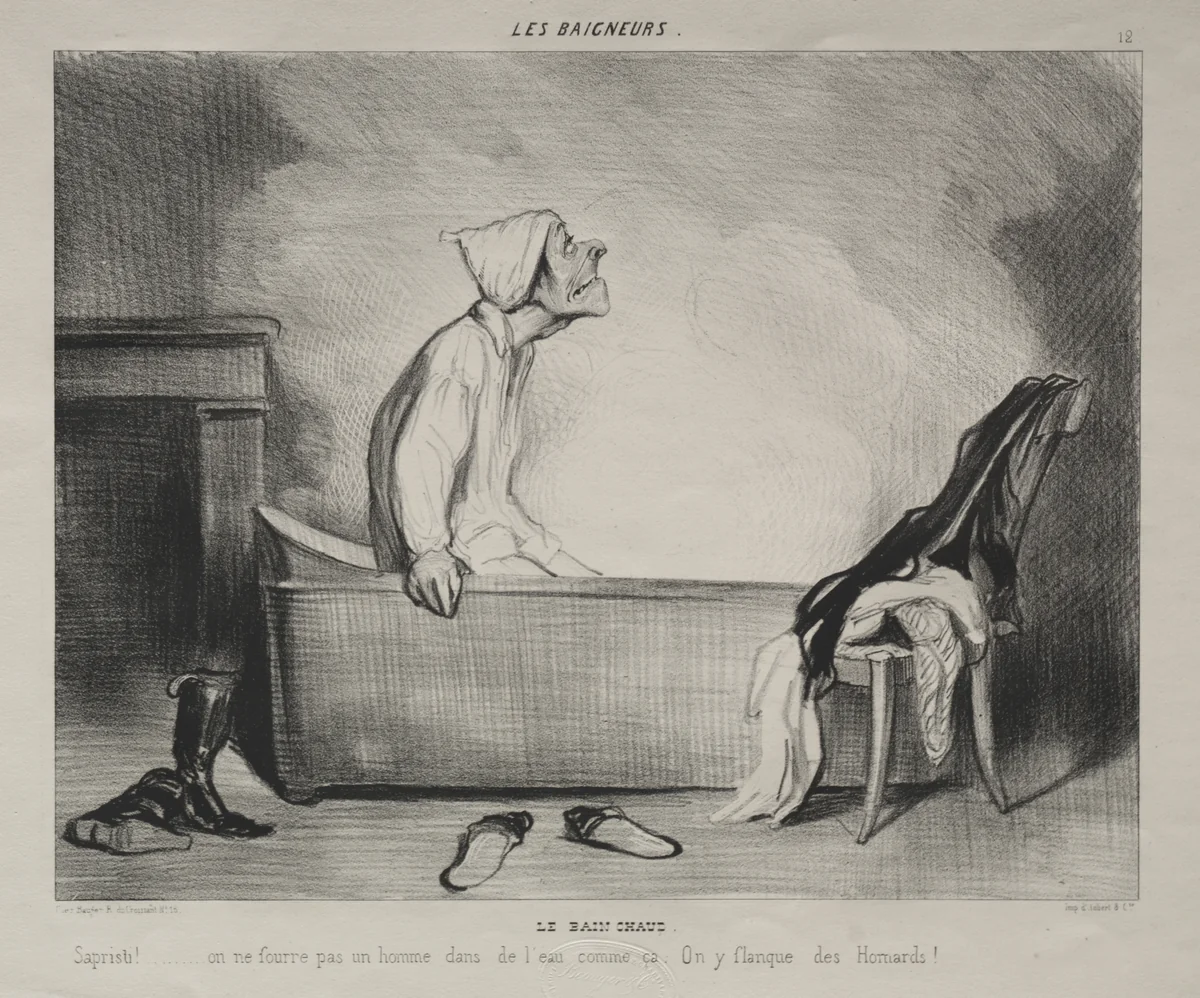 The Hot Bath by Honoré Daumier, print, 1839